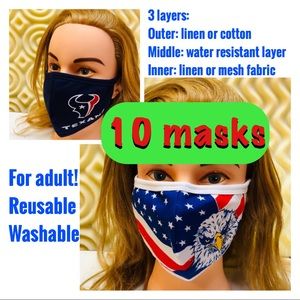 10ct Reusable washable fabric adult Face Masks